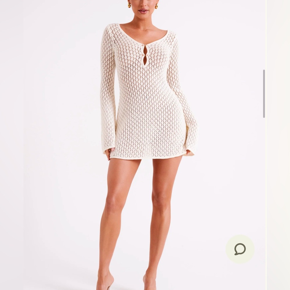*NWT* MESHKI Kayleigh White Crochet Knit Dress Swim Coverup (XS) - New with tags